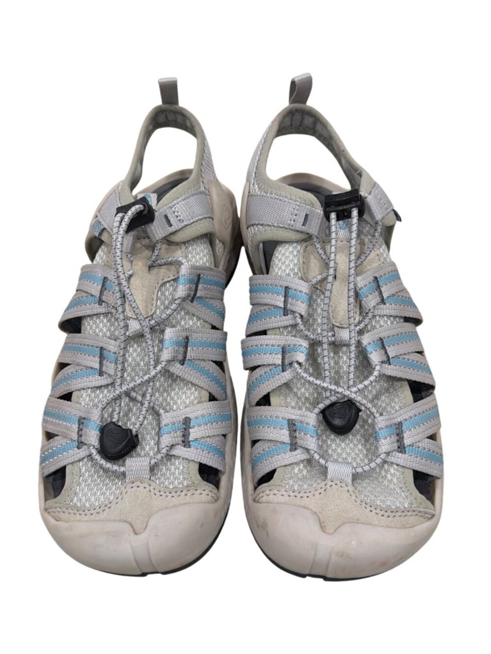 Keen Newport H2 Waterproof Sandals Womens 8.5 Light Gray & Blue Adjustable Strap